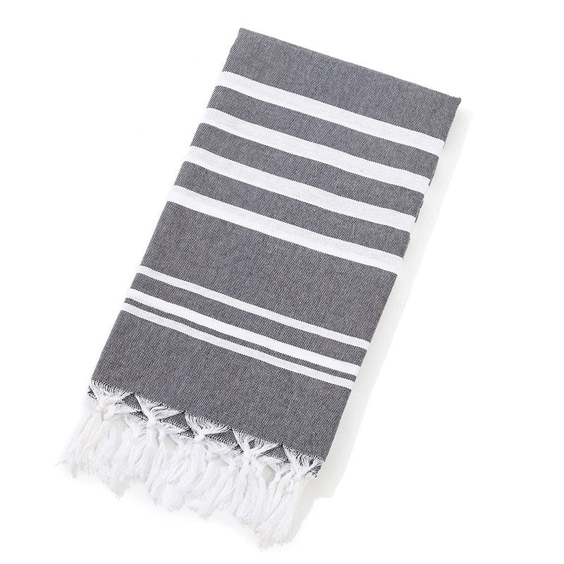 New Turkish Color Bath Towel Tassel Striped Yarn-Dyed Beach Towel Cotton Children's Towel Can Be Customized