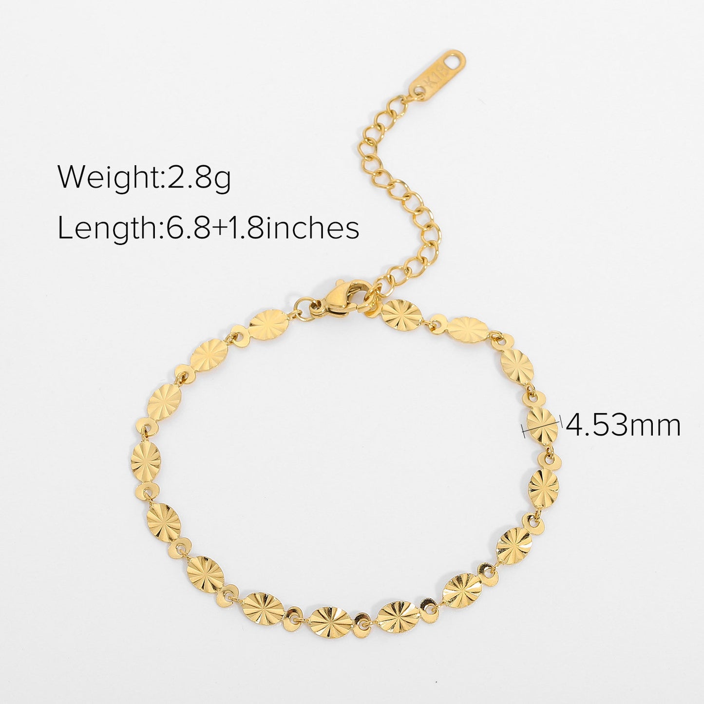 5pcs Handmade Flower Chain Bracelet Oval Petal Chain Bracelet Exquisite Gold Plated 316 Stainless Steel Chain Bracelet Jewelry