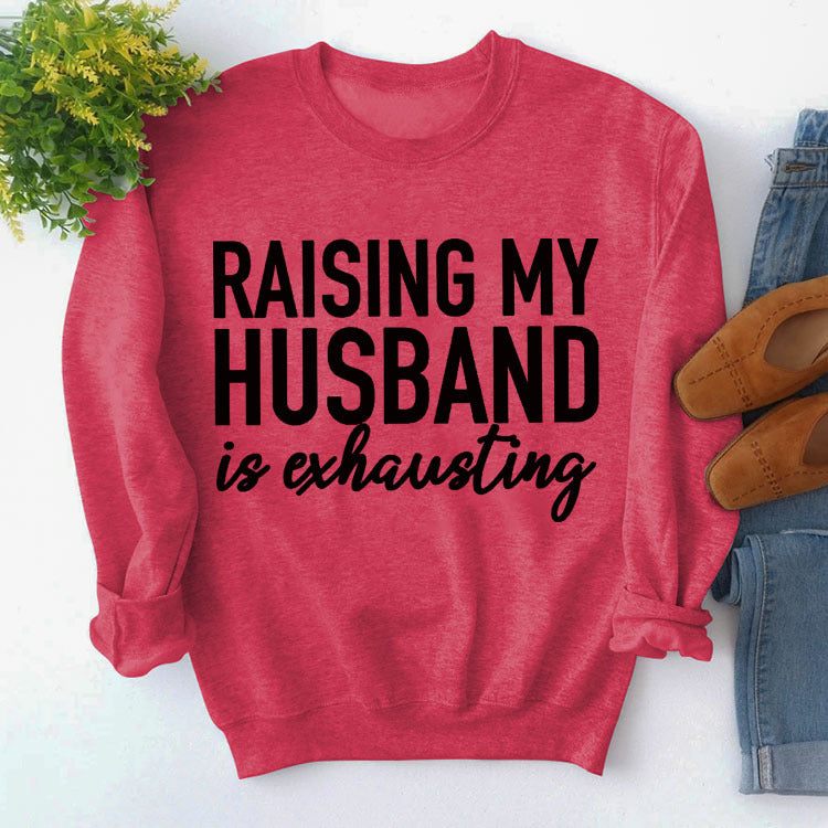 Turtleneck Top With Long Sleeves Raising My Husband's Printed Loose Hoodie