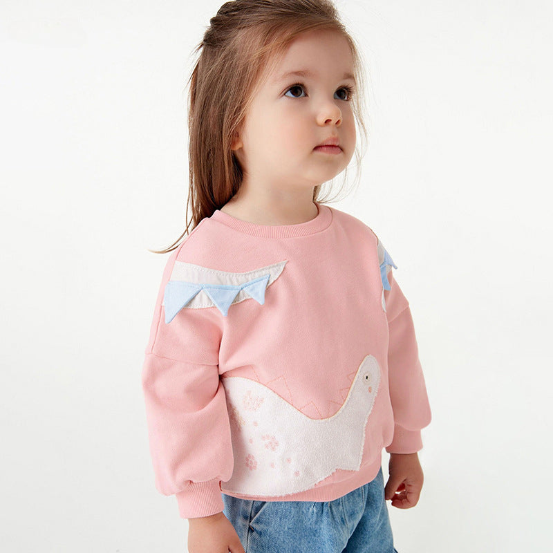 Long-Sleeved Girls' Hoodie Cute Pink Children's Hoodie Autumn Cotton Long-Sleeved Top