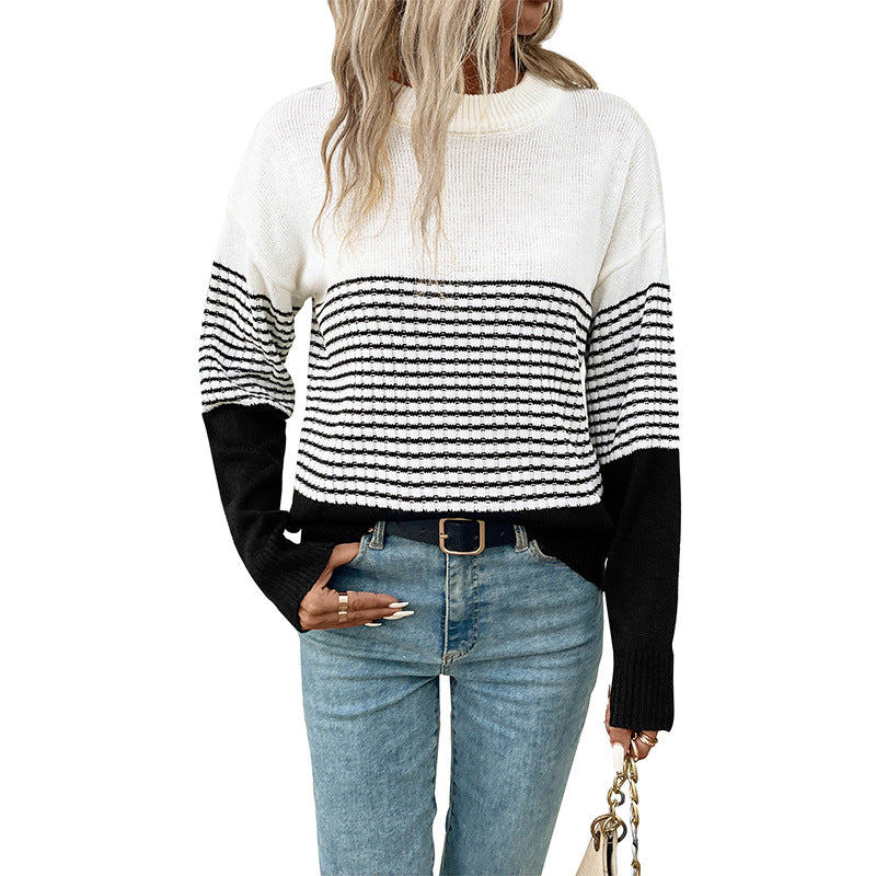 New Autumn And Winter Fashion Women's Striped Color Sweater