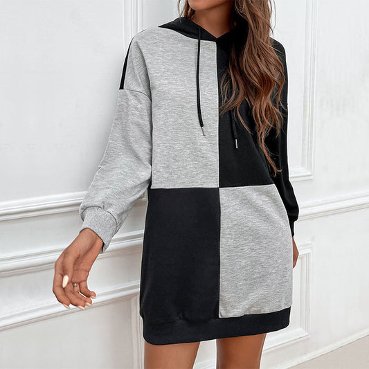 New Autumn New Women's Color Hoodie Dress