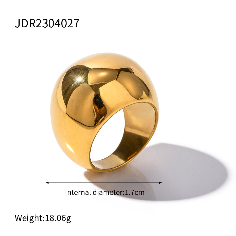 5pcs Non-Fading 18K Gold Stainless Steel Exaggerated Spherical Ring Fashion Personality Trendy Accessories