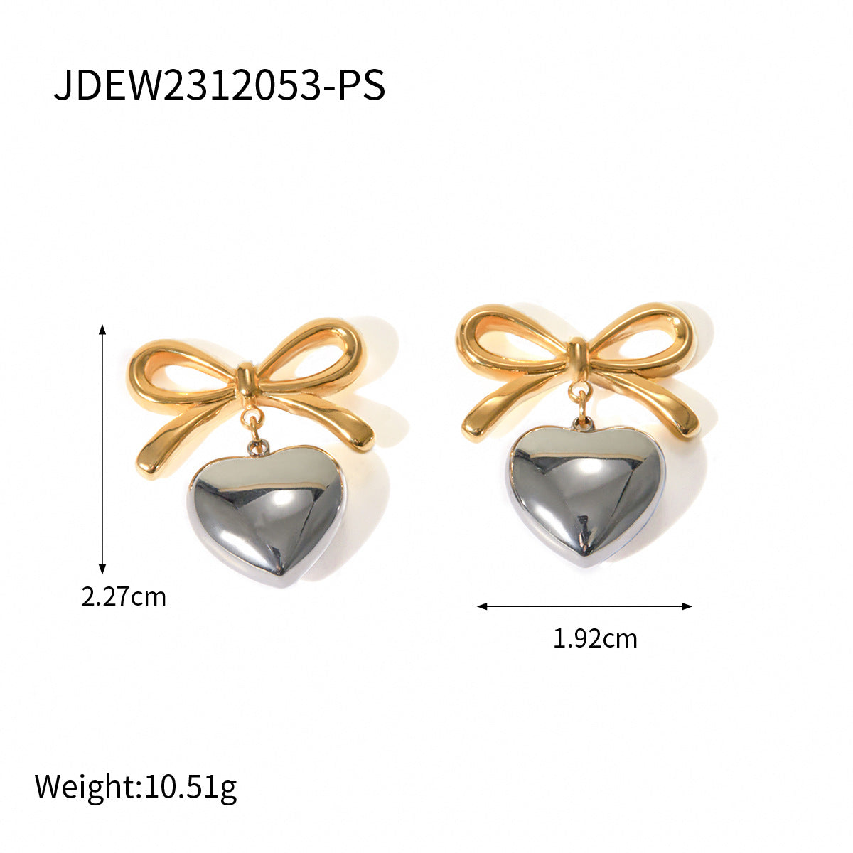 5pcs Elegant Style Fashion 18K Gold Stainless Steel Love Pendant Earrings Women's Titanium Steel Ear Accessories