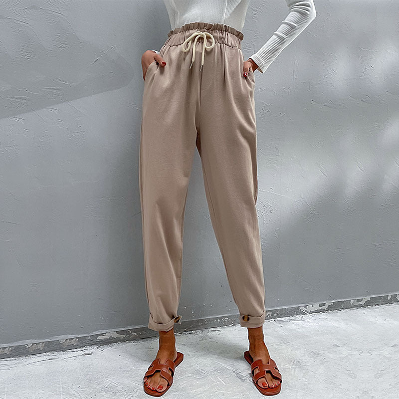 New Autumn Winter Casual Elastic Pants Cotton Commuter Harun Small Feet Pants Women