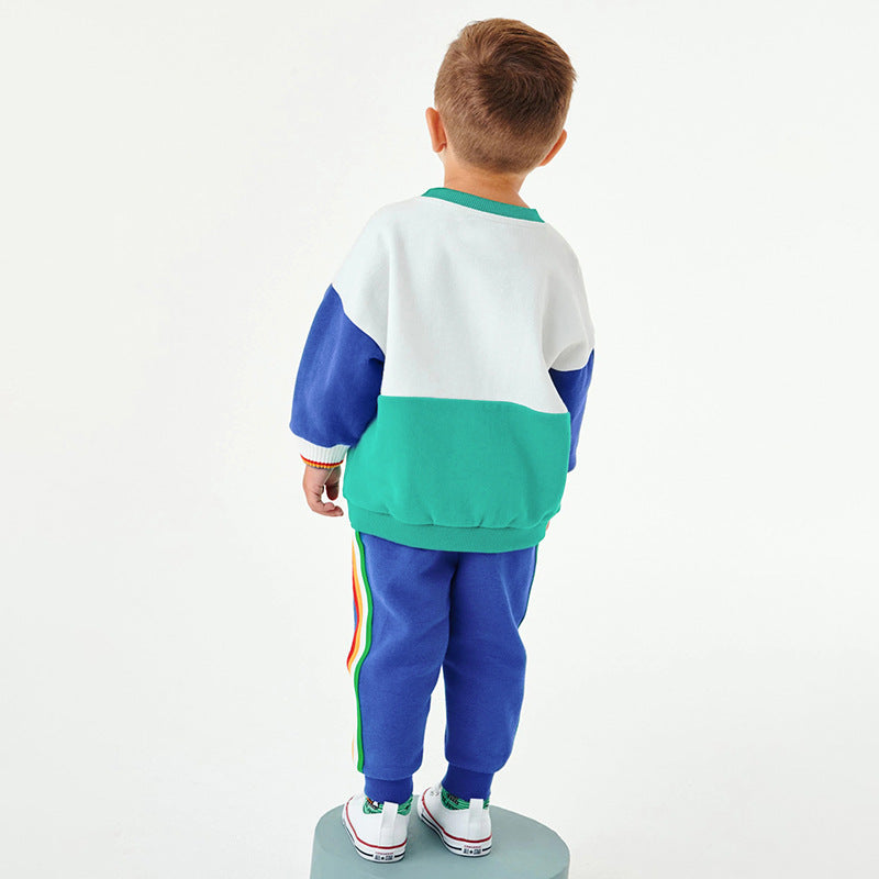 Boys Hoodie Suit New Autumn Children's Suit Printed Pure Cotton Trouser Suit