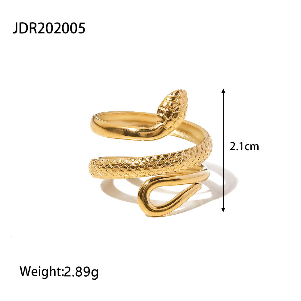 5pcs Combination 18K Gold Plated Stainless Steel Snake-Shaped Earrings Does Not Fade Jewelry