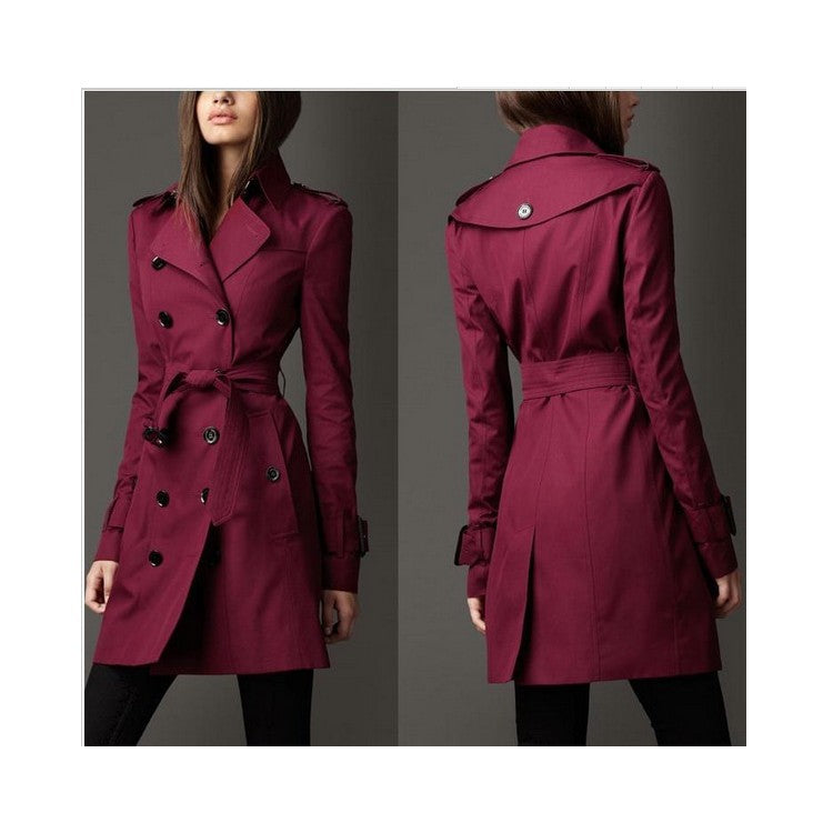 Spring And Autumn Coat Women's Long Coat Fashion Trend Double Breasted Slim Long Trench Coat