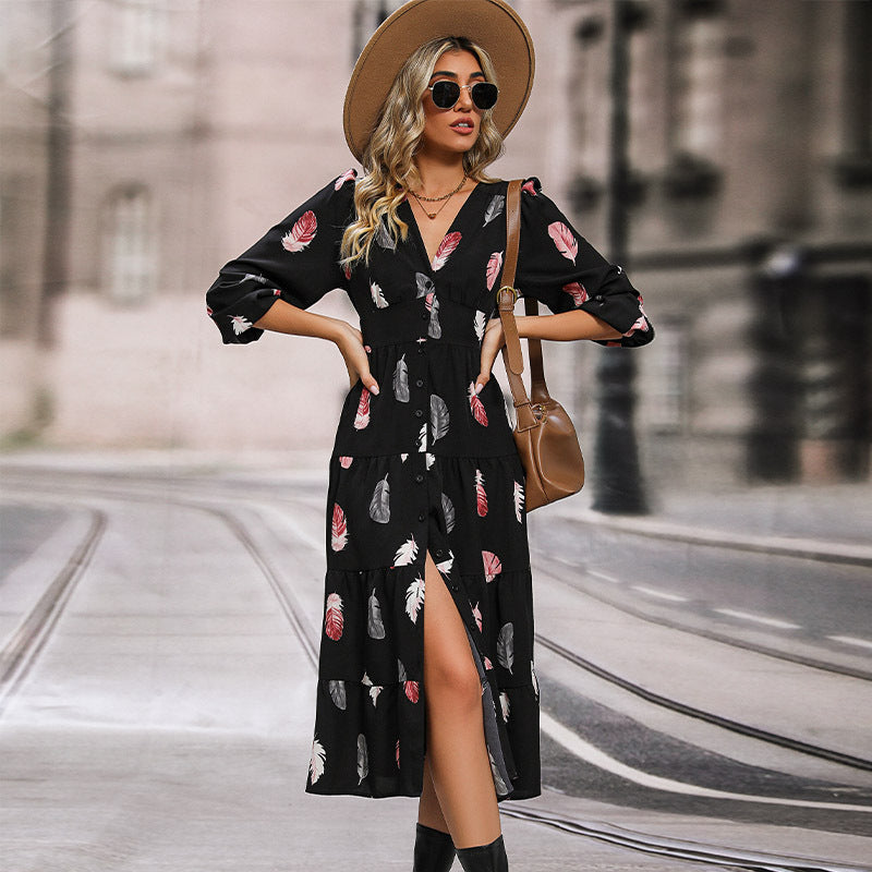 New Autumn And Winter Women's New Fashion Long-Sleeved Dress