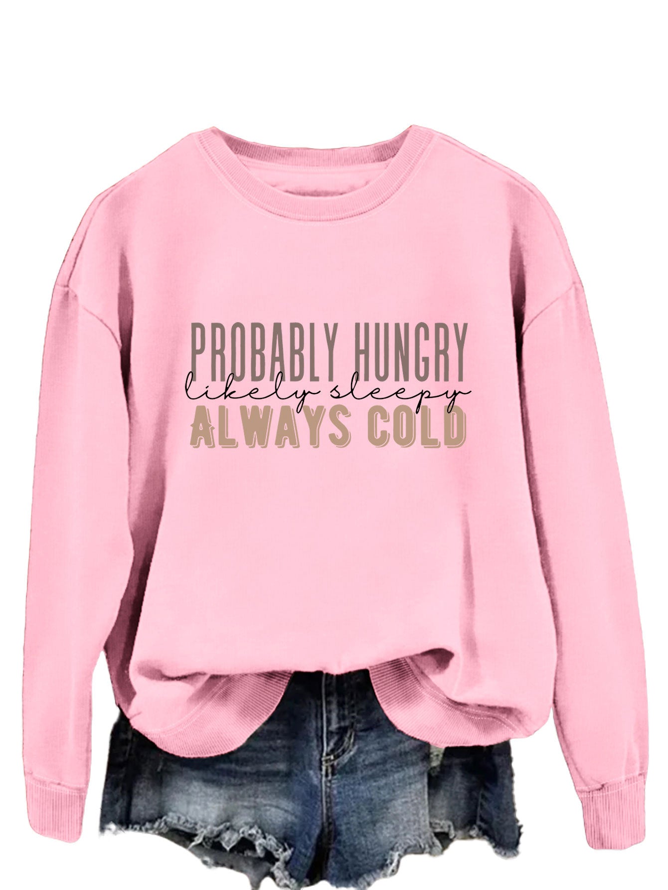 Trendy Tops Are Probably Hungry For Fun Printed Long-Sleeved Hoodies