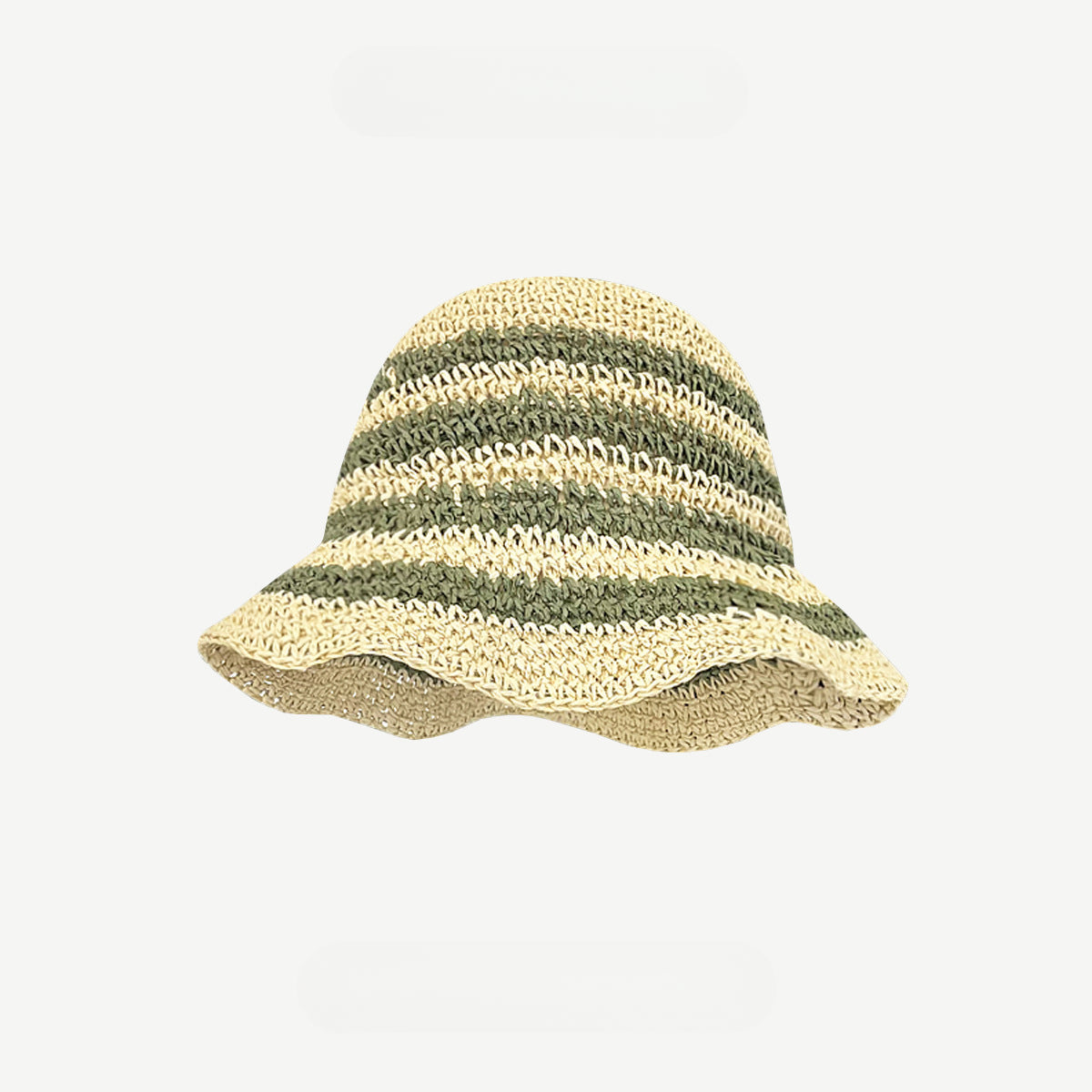 Little Fresh Striped Seaside Holiday Braided Straw Hat Women's Summer Shade Basin Hat Sun Block Hat Fisherman Hat Tide