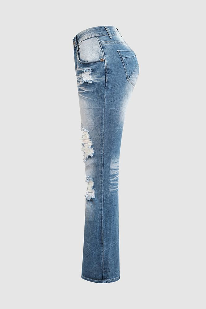 Ripped Low Waist Bootcut Jeans