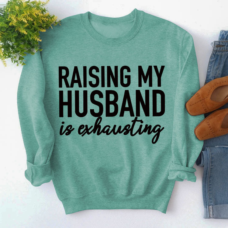 Turtleneck Top With Long Sleeves Raising My Husband's Printed Loose Hoodie