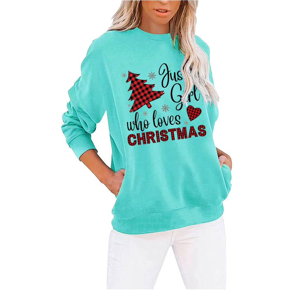 Autumn And Winter New Christmas Printed Hoodie Long-Sleeved Round Neck Hoodie