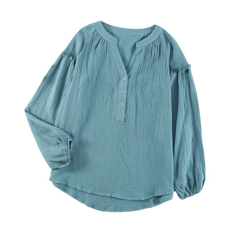 Autumn New Solid Color Long Sleeve Blouse Women's Casual Loose Undershirt