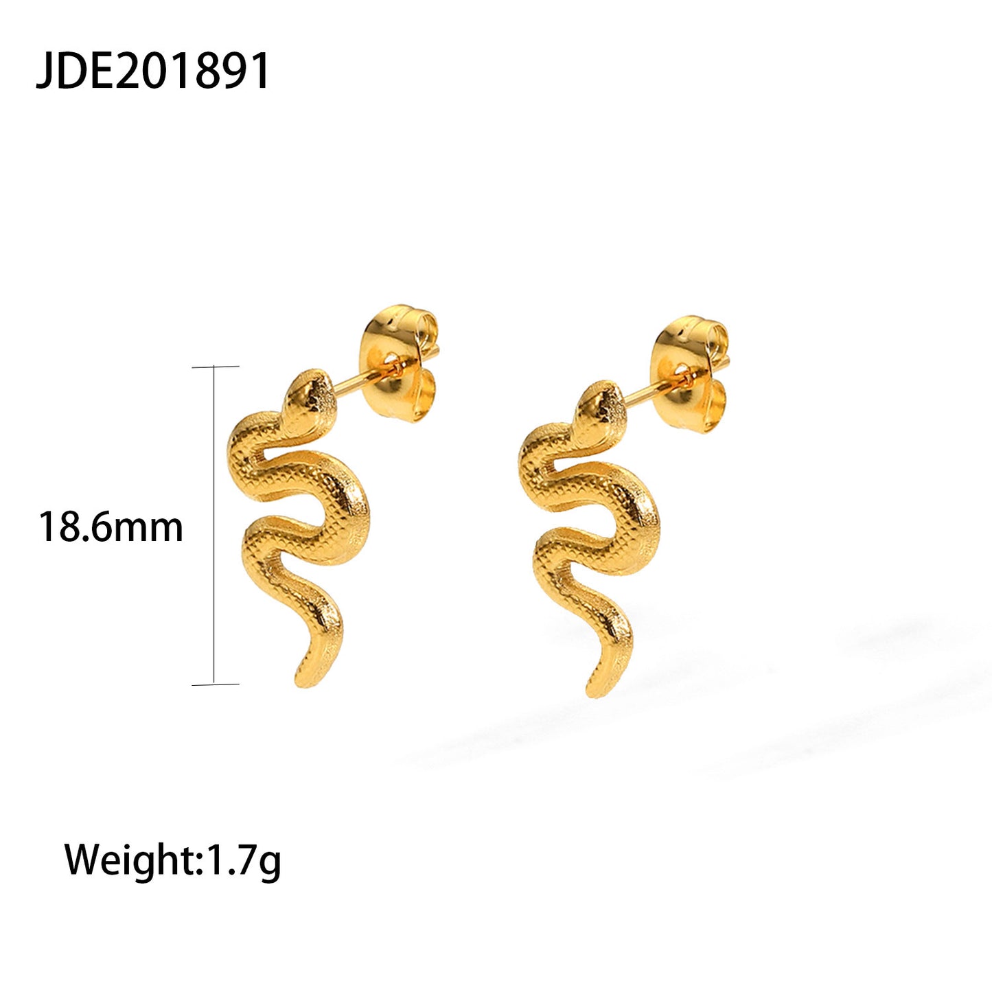 5pcs Combination 18K Gold Plated Stainless Steel Snake-Shaped Earrings Does Not Fade Jewelry