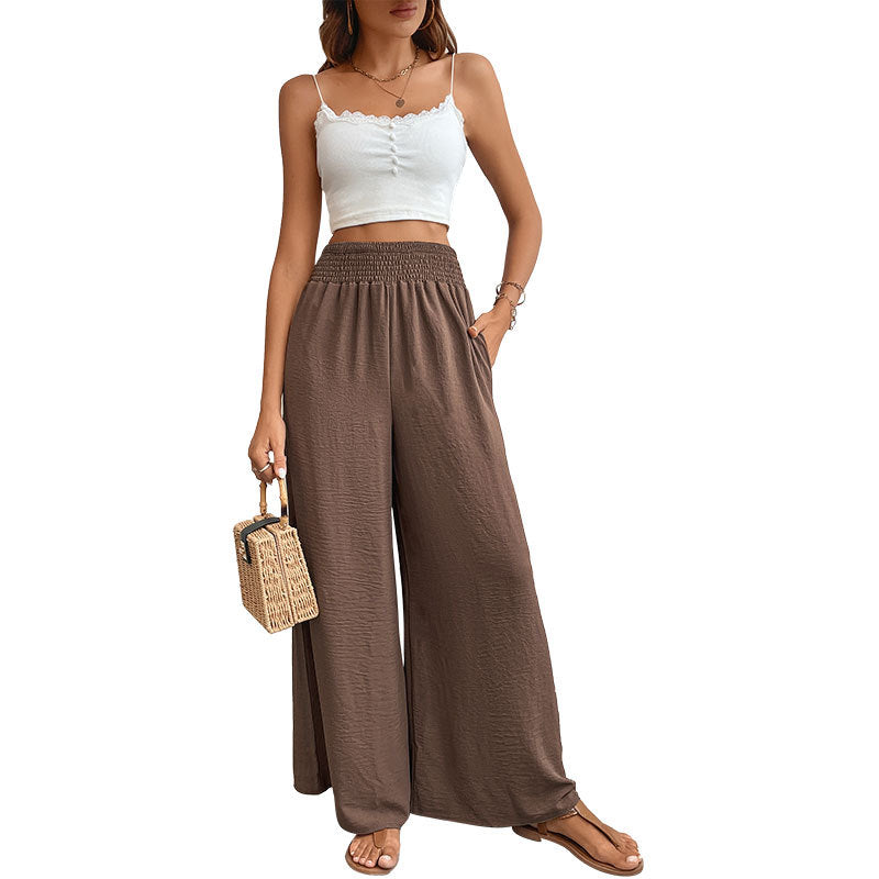 Women's New Summer New Solid Color Flared Wide-Leg Pants