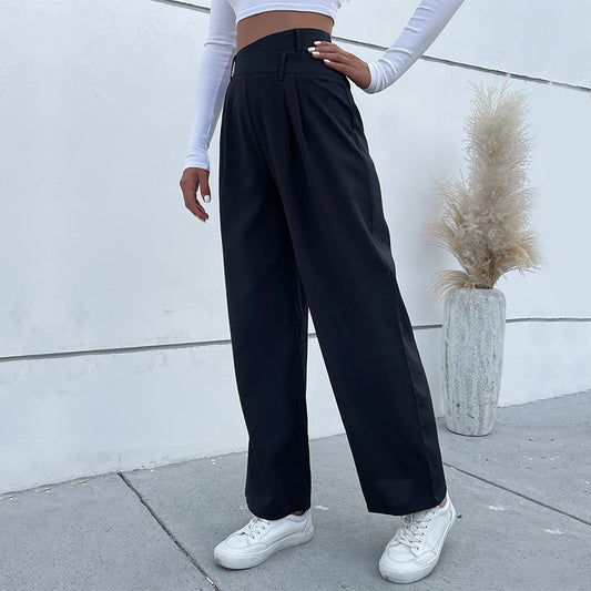 New Autumn New Fashion Women Solid Color Waist Casual Pants