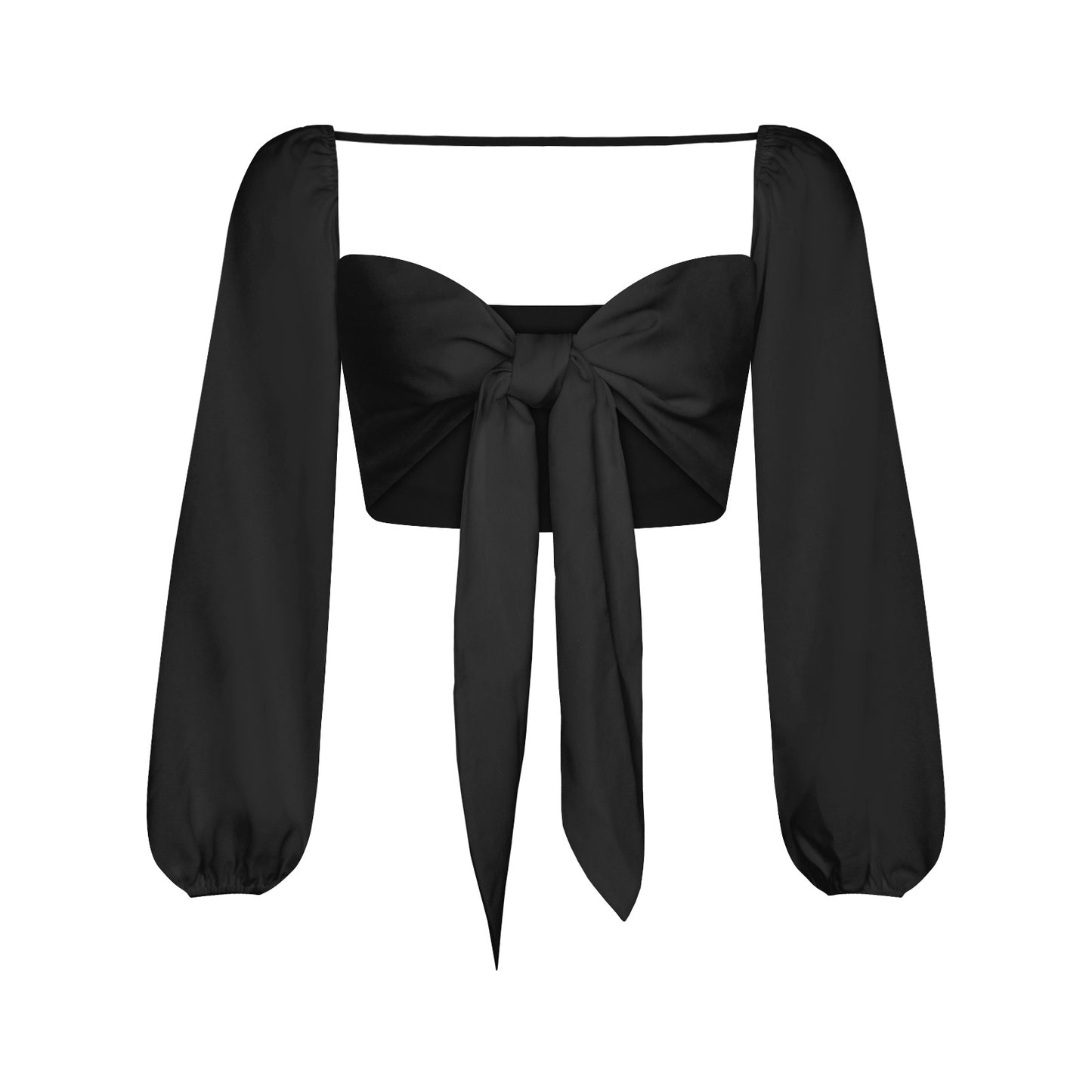 Solid Color Sexy Square Collar Strap Long Sleeve Bm Top Autumn Ultra Short Sleeved Sleeved Chiffon