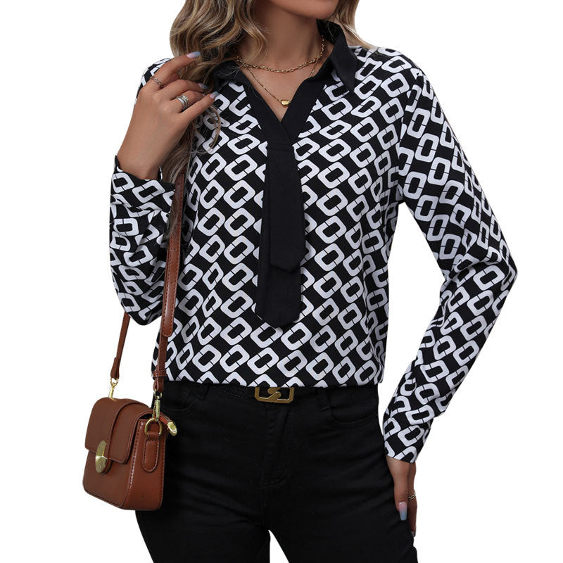 Autumn New Women's Clothing Long-Sleeved Printed Women's Shirt