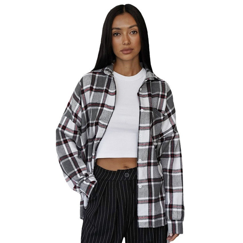 Spring Ground Plaid Women's Commuter Shirt New Fashion Commuter Women's Top