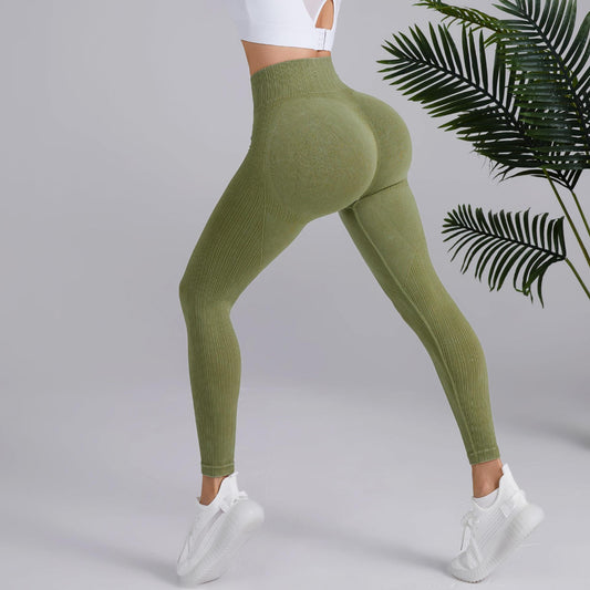 Sand Wash Seamless Yoga Pants High Waisted Peach Hip Lift Fitness Pants Women's Running Wash Scrub Tight Sweatpants