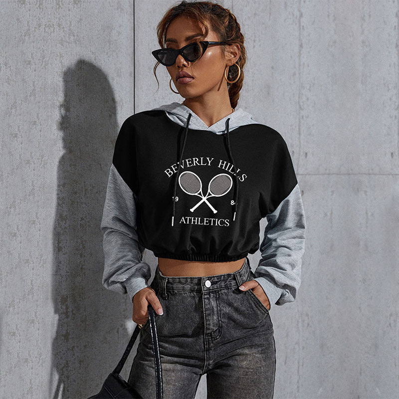 Autumn And Winter Casual Letter Hoodie Top Women's Short Hoodie