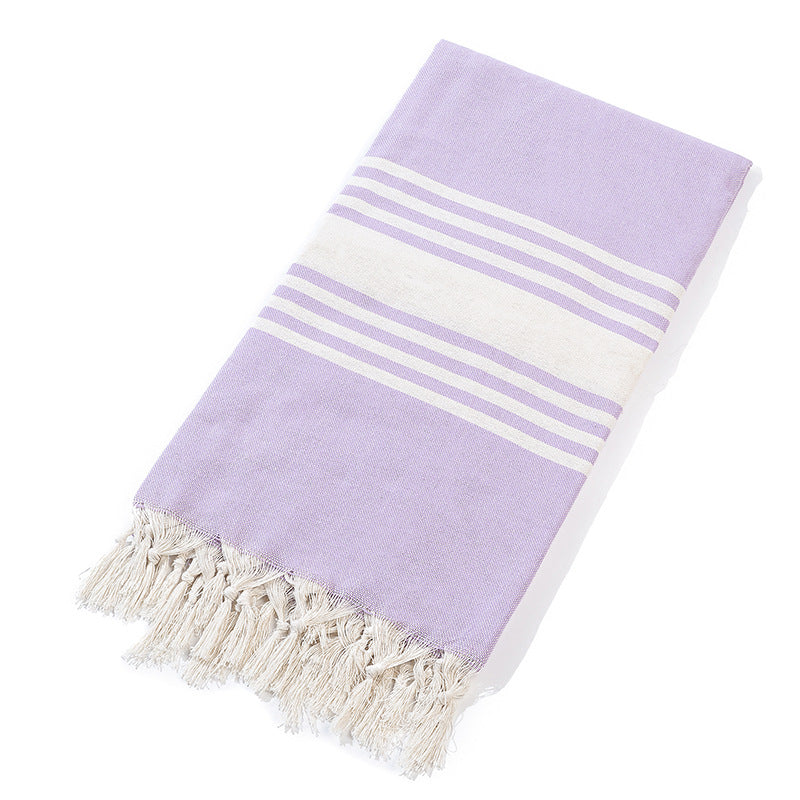 New Turkish Color Bath Towel Tassel Striped Yarn-Dyed Beach Towel Cotton Children's Towel Can Be Customized