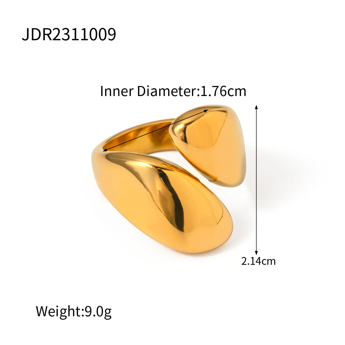 5pcs 18K Gold Stainless Steel Smooth Asymmetrical Open Ring Personality Ring Jewelry