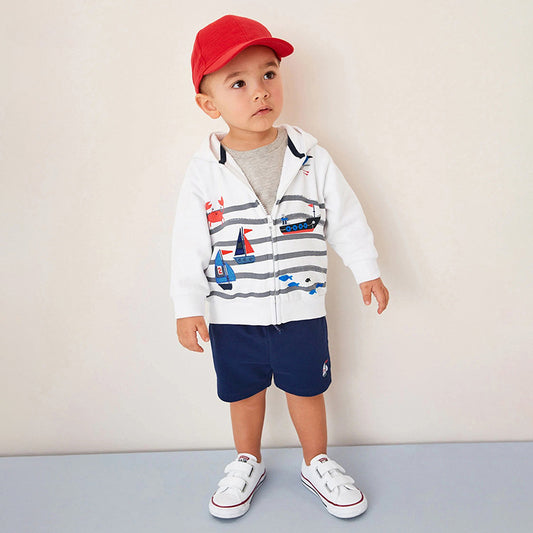 Boys Hoodie Set Autumn Long-Sleeved Hooded Children's Set Pure Cotton Two-Piece