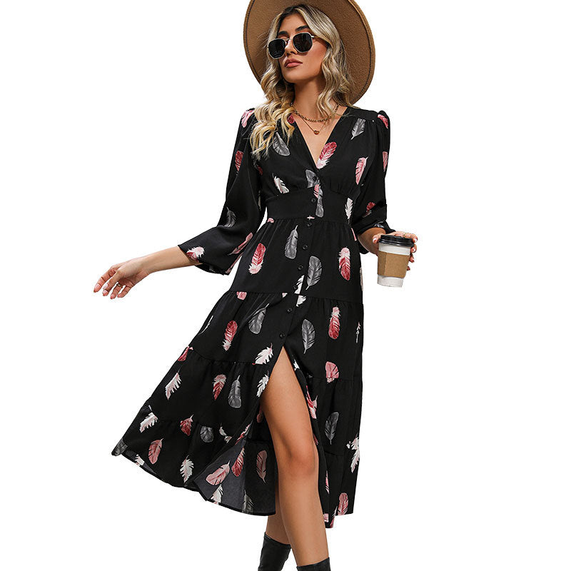 New Autumn And Winter Women's New Fashion Long-Sleeved Dress