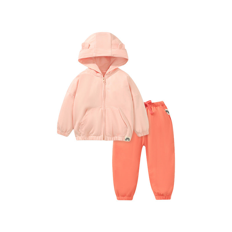 Fall Kids Set Cotton Girls Hooded Hoodie Cute Girls Set