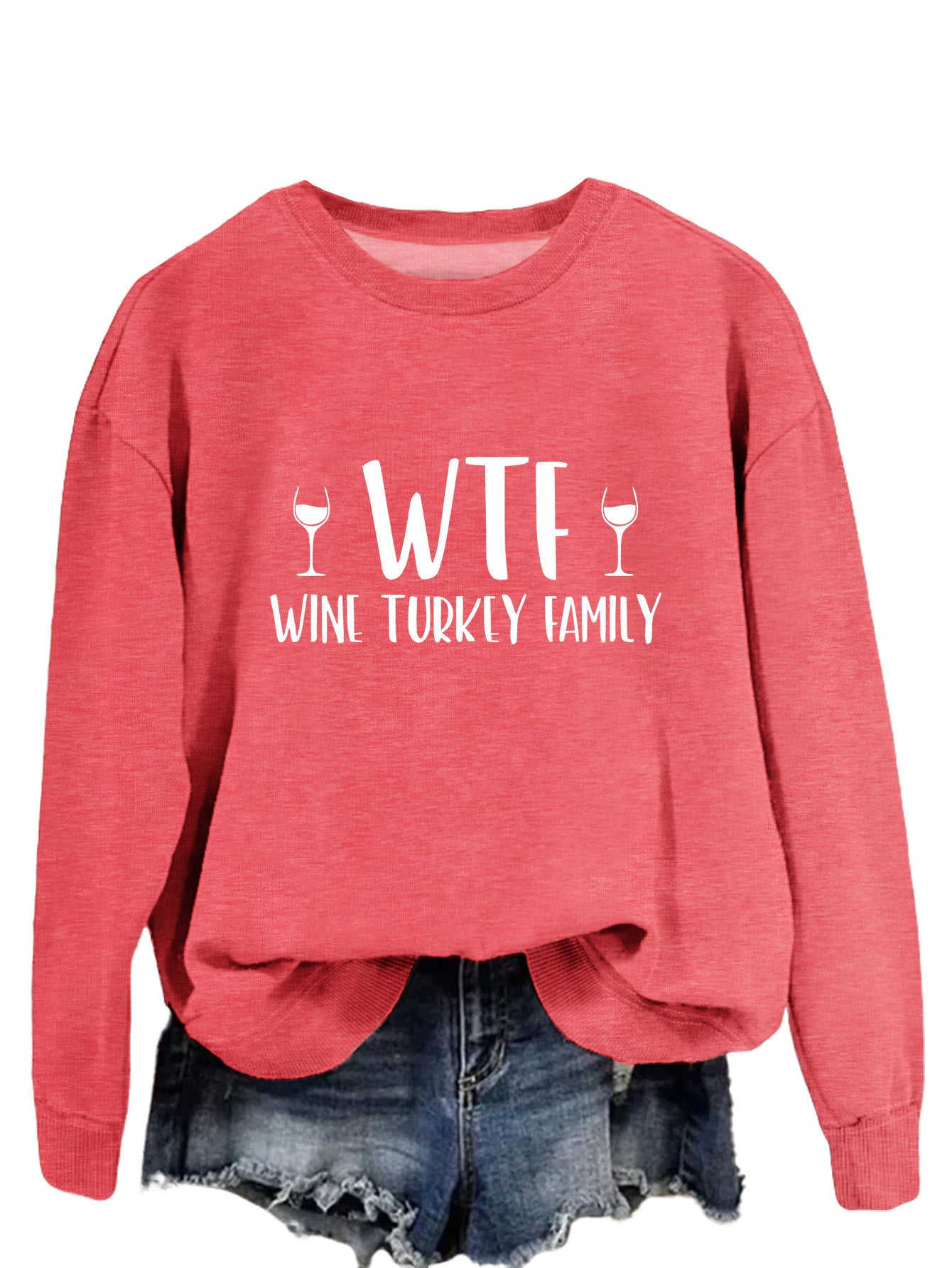 New Autumn And Winter Wtf Wine Turkey Family Hoodie Fashion Women's Long Sleeve Shirt