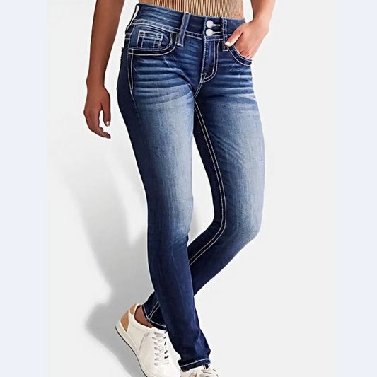 Button Front Mid Waist Skinny Jeans