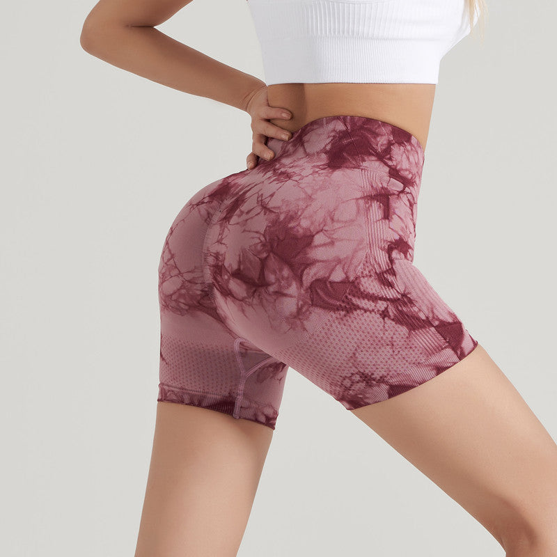 New Tie Dye Yoga Shorts Women Sports Outdoor Fitness Pants Comfortable High Waist Stretch Tight Yoga Pants