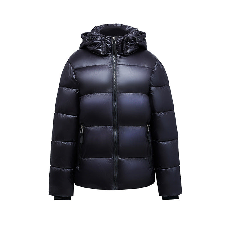 New Interior Comes With Heating Black Five-Grid Cotton-Padded Jacket Black Gold Short Men And Women With The Same Thickened Northern Cold Resistance