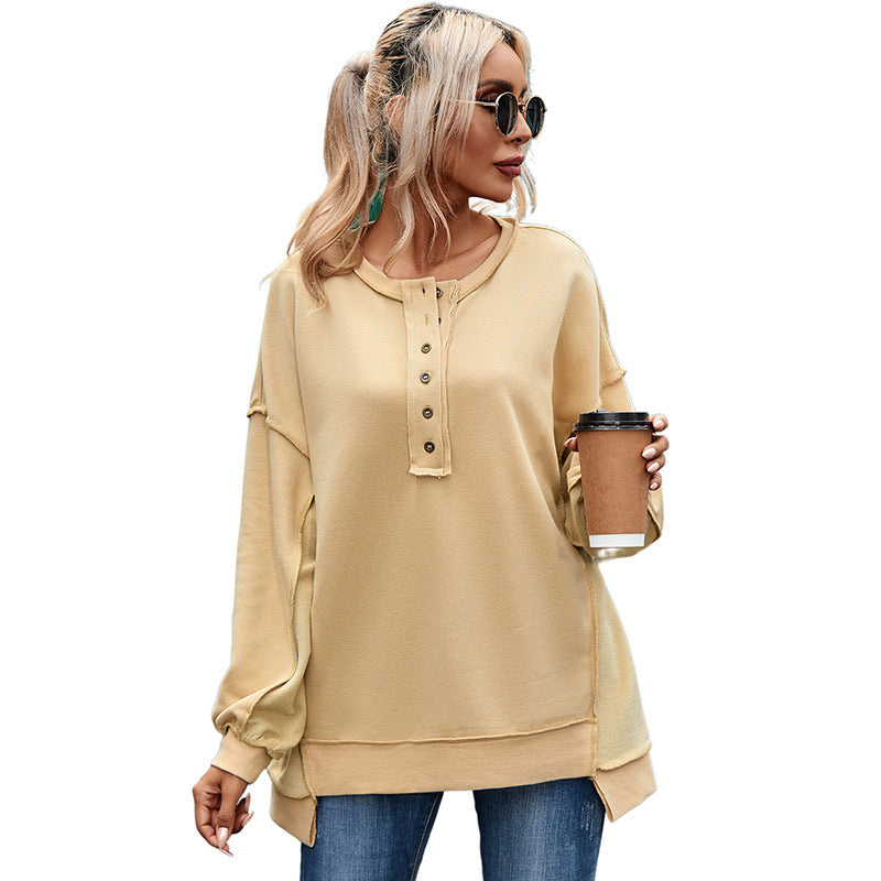 Autumn And Winter New Solid Color Loose Pullover Women Casual Full Shoulder Long Sleeve Hoodie Women