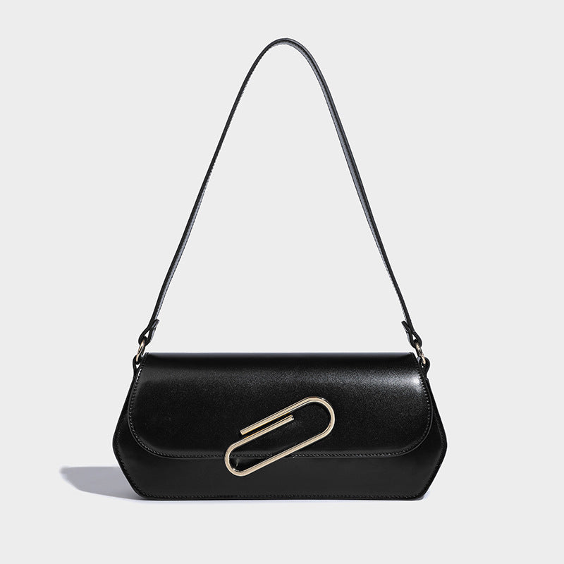 Early Spring New Bag Female Texture Niche All Shoulder Small Square Bag Paper Clip Bag Retro Underarm Bag