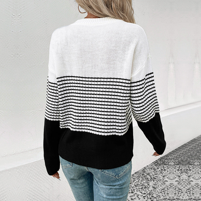 New Autumn And Winter Fashion Women's Striped Color Sweater