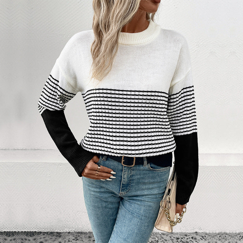 New Autumn And Winter Fashion Women's Striped Color Sweater