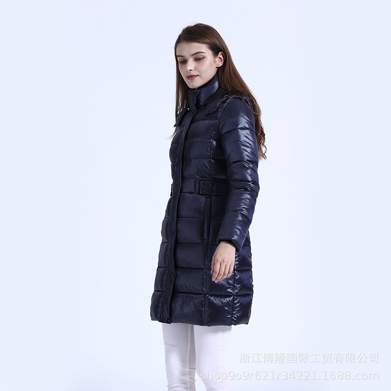 Winter Long Hooded Thick Windproof Warm Down Jacket Women's Fashion Coat Casual Anti-Coat