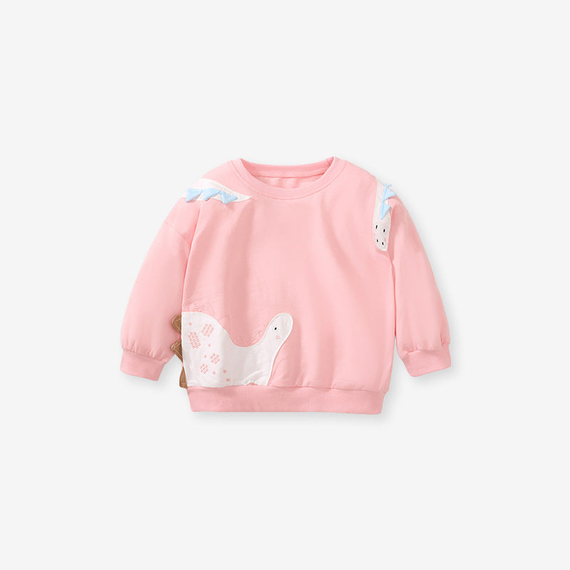 Long-Sleeved Girls' Hoodie Cute Pink Children's Hoodie Autumn Cotton Long-Sleeved Top