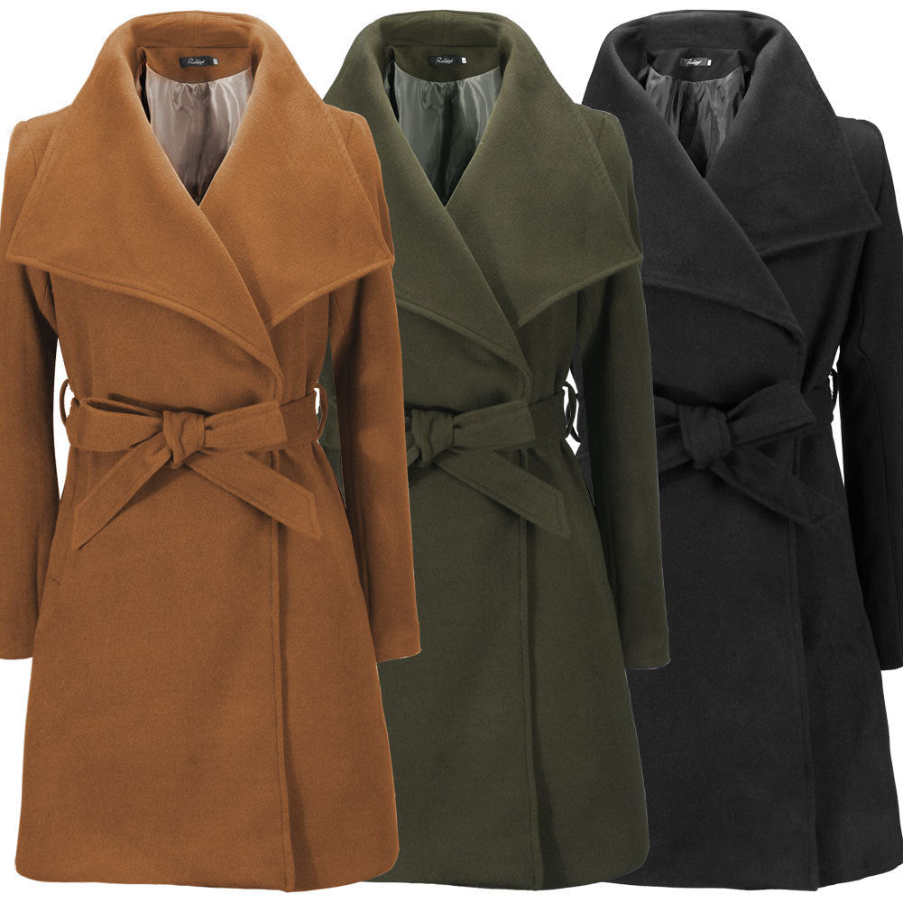 Autumn-Winter Female Woolen Coat In A Long Woolen Coat