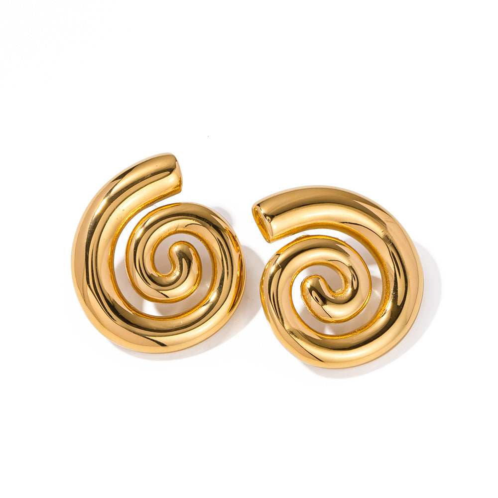 5pcs New 18K Gold Stainless Steel Rotary Thread Earrings Stainless Steel Earrings Women's Earrings Accessories