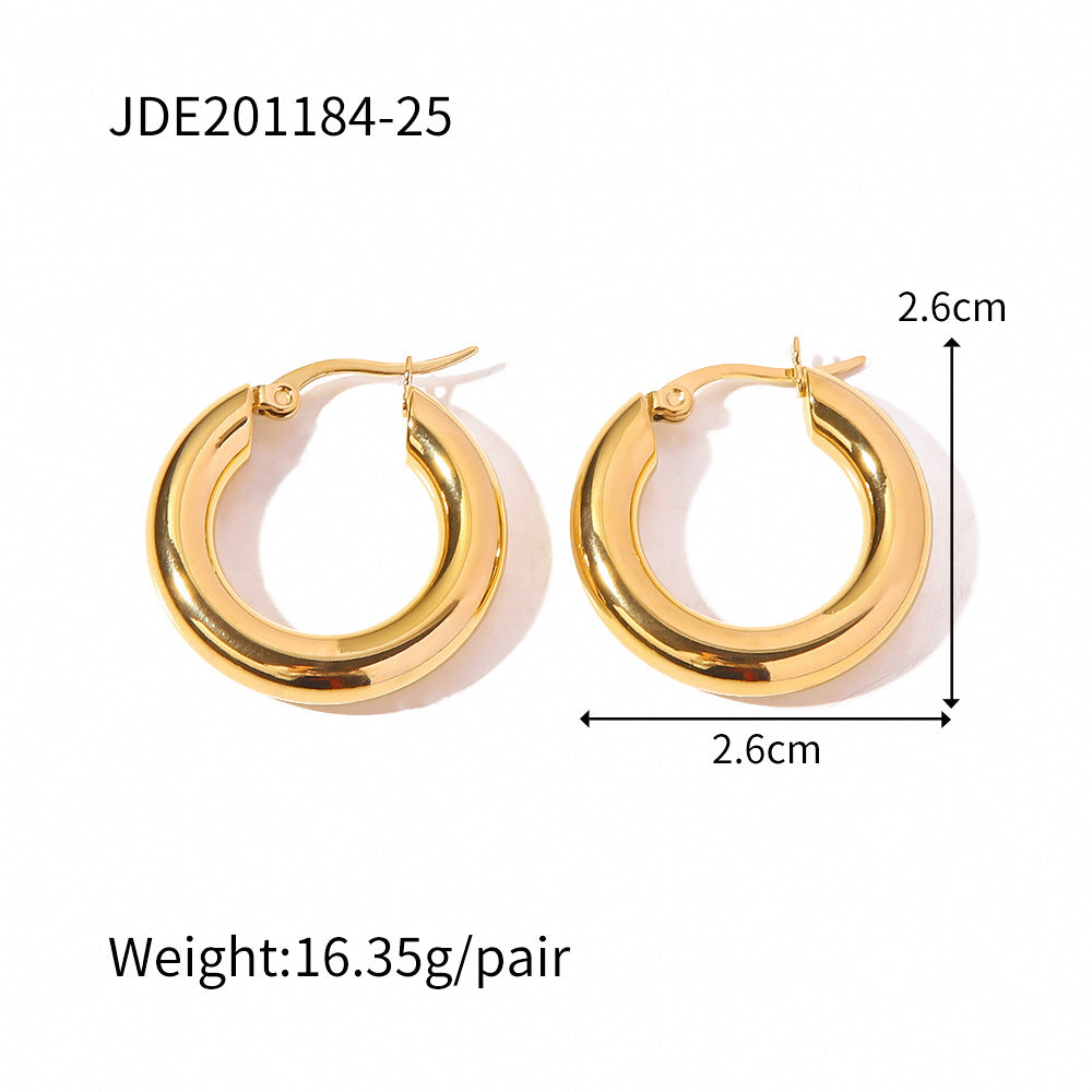 5pcs Circles Do Not Fade Earrings Style Exaggerated Personality Light Luxury Simple Earrings Stainless Steel Earrings For Women