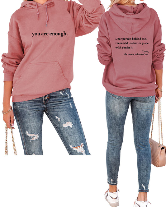 Dear Person Behind Me Simple Letter Print Casual Fashion Long-Sleeved Hooded Clothing