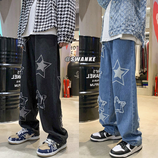 Baggy Print Jeans - Star Z