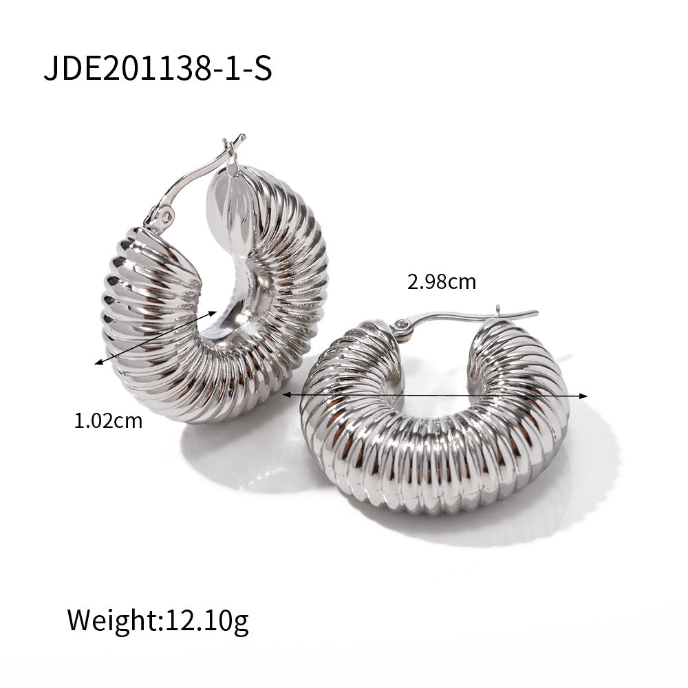 5pcs 18K Vacuum Electroplated Stainless Steel C-Shaped Earrings Niche High-Grade Earrings For Women Jewelry