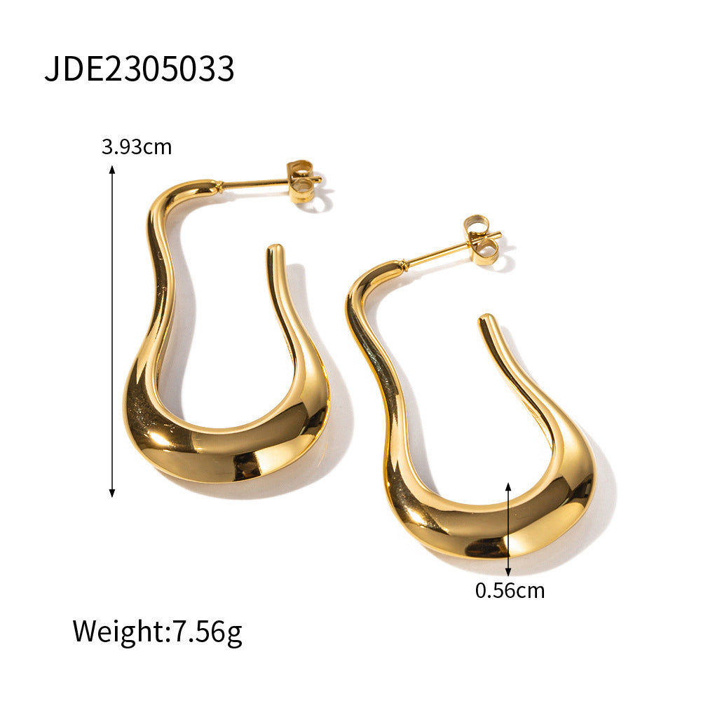 5pcs Titanium Steel Earrings 16K Gold Stainless Steel Minimalist Long Earrings Do Not Fade Jewelry