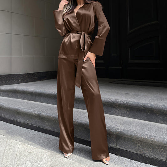 Brown Maillard Style Ding Loose Comfortable V-Neck Suit New Spring Fashion Women's Wear